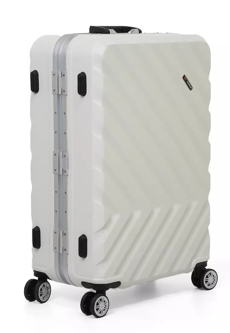 Pervaiz Koper Alumunium Frame Unisex Size 26 Inch TSA Lock System Suitcase Material Polycarbonate ORIGINAL - White