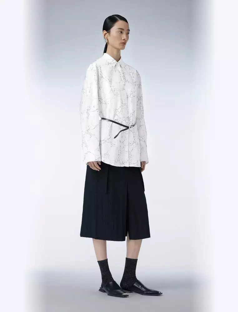 Long Sleeve Collared Printed Shirt