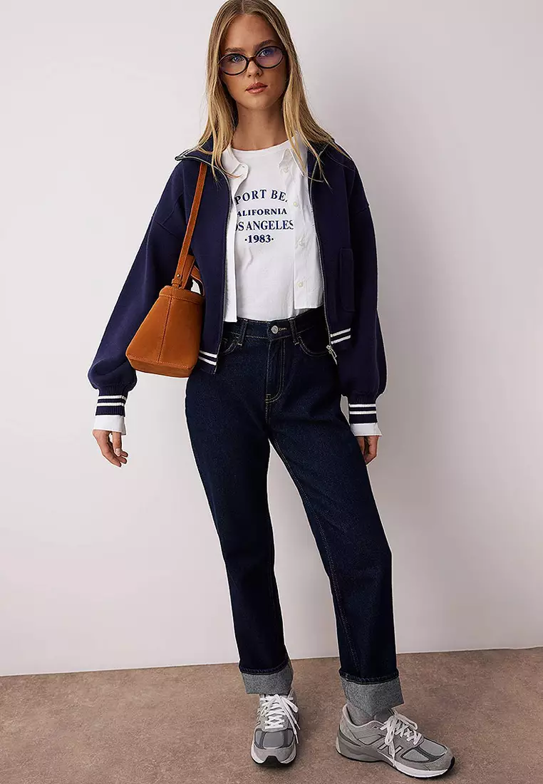 Zippered Coat-Look Knitwear Cardigan