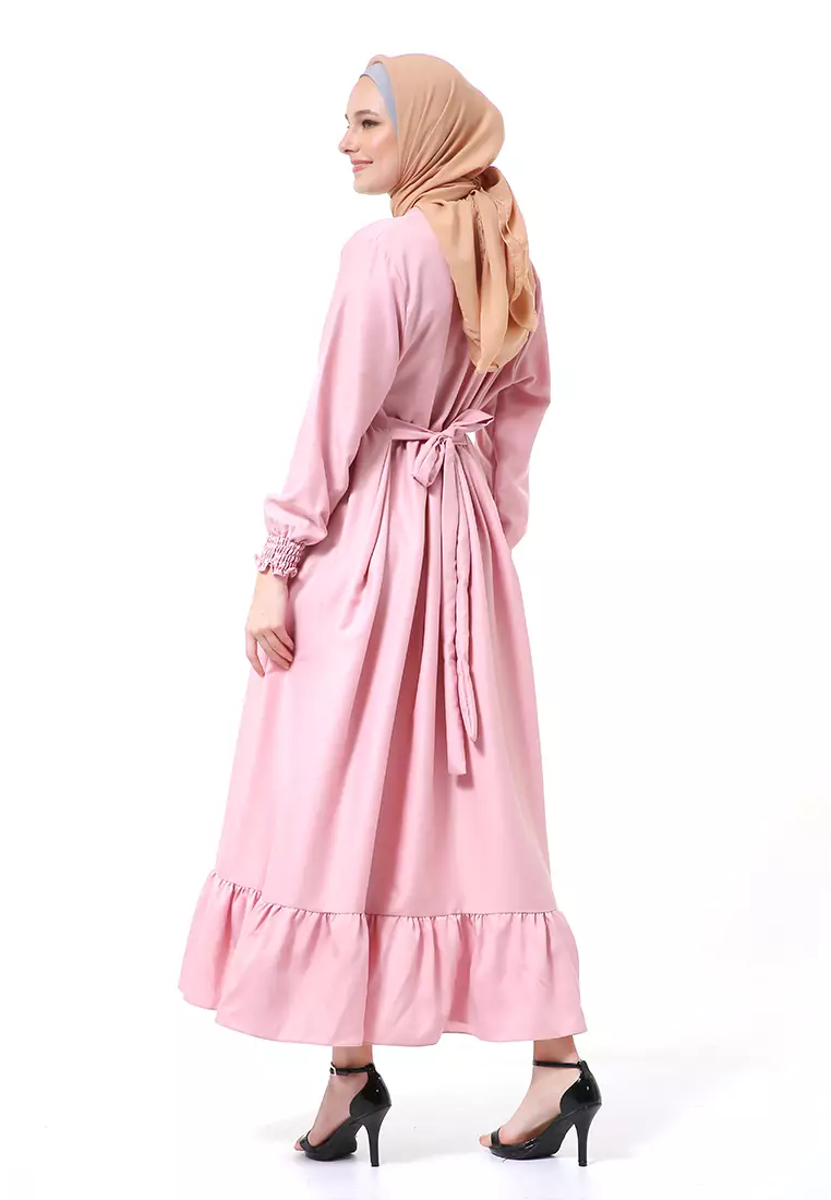 Chairunnisa Gamis Dress Muslimah Wanita Motif Polos Regular Fit High Quality - Dusty