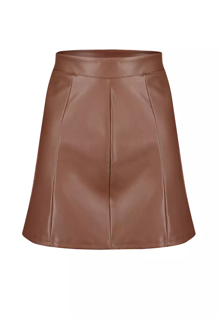Faux Leather Draped Skirt