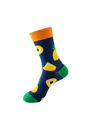 Kings Collection blue Pineapple Pattern Cozy Socks (One Size) HS202416 847B2AA75F1878GS_1