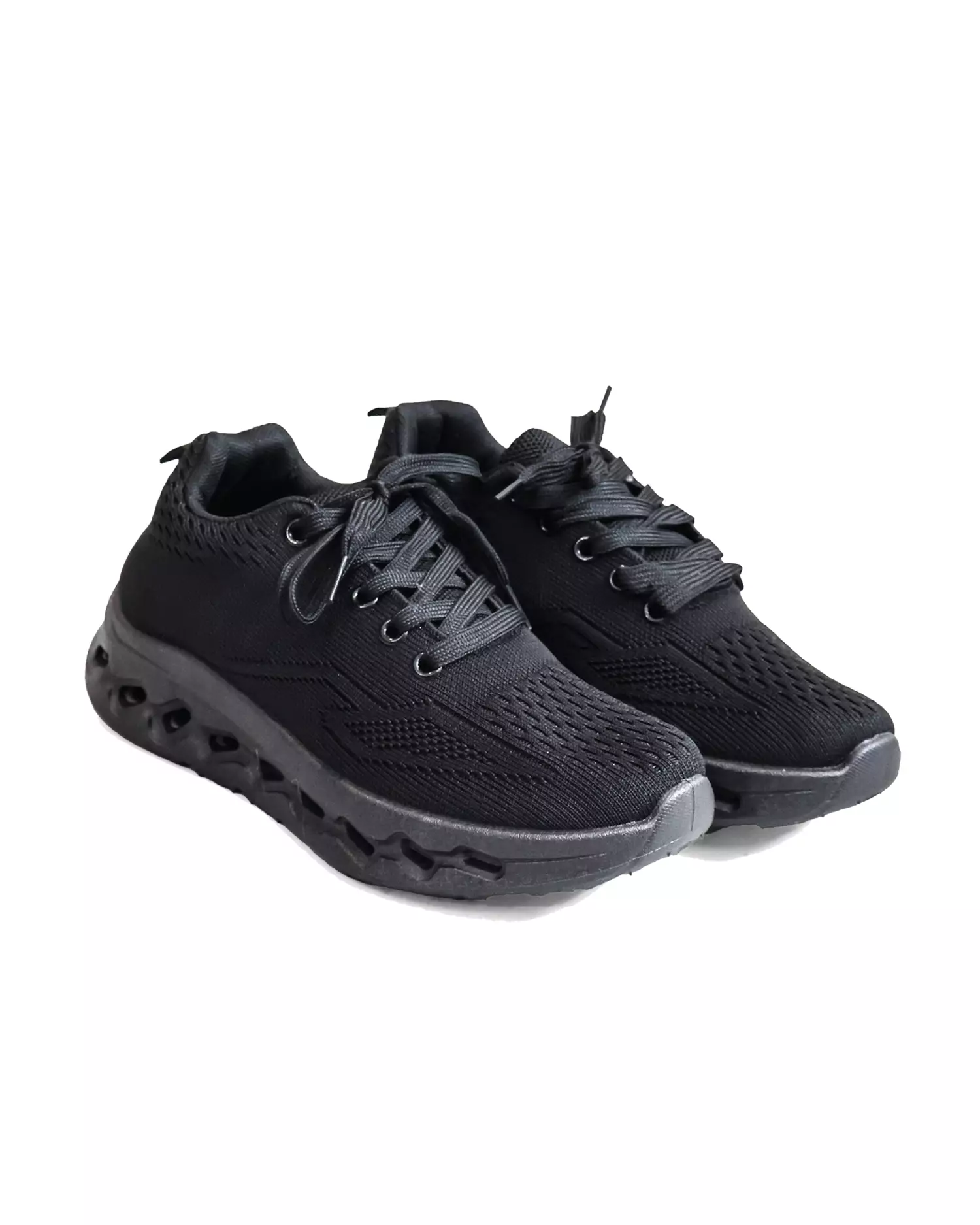 Dr. Kevin Sepatu Olahraga Sport Wanita Sneakers Rajut Tali Sepatu Sekolah Hitam 589-095