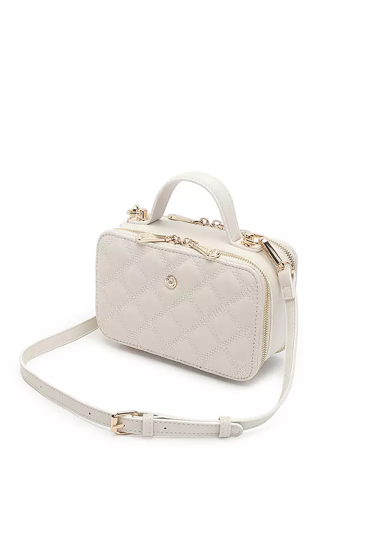 Women's Boxy Top Handle Bag / Sling Bag / Crossbody Bag - White