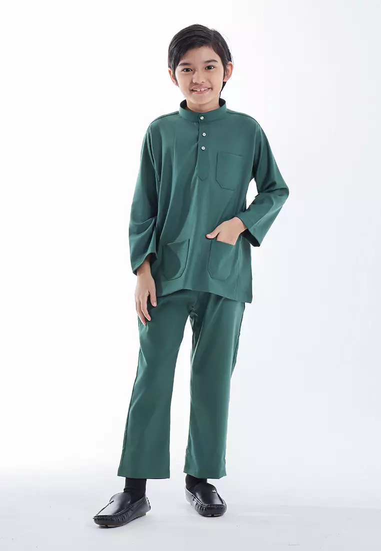 Alain Delon Baju Melayu Cekak Musang Budak - 19026504-45HunterGreen