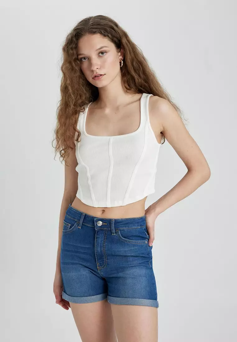 Roll Hem Denim Shorts