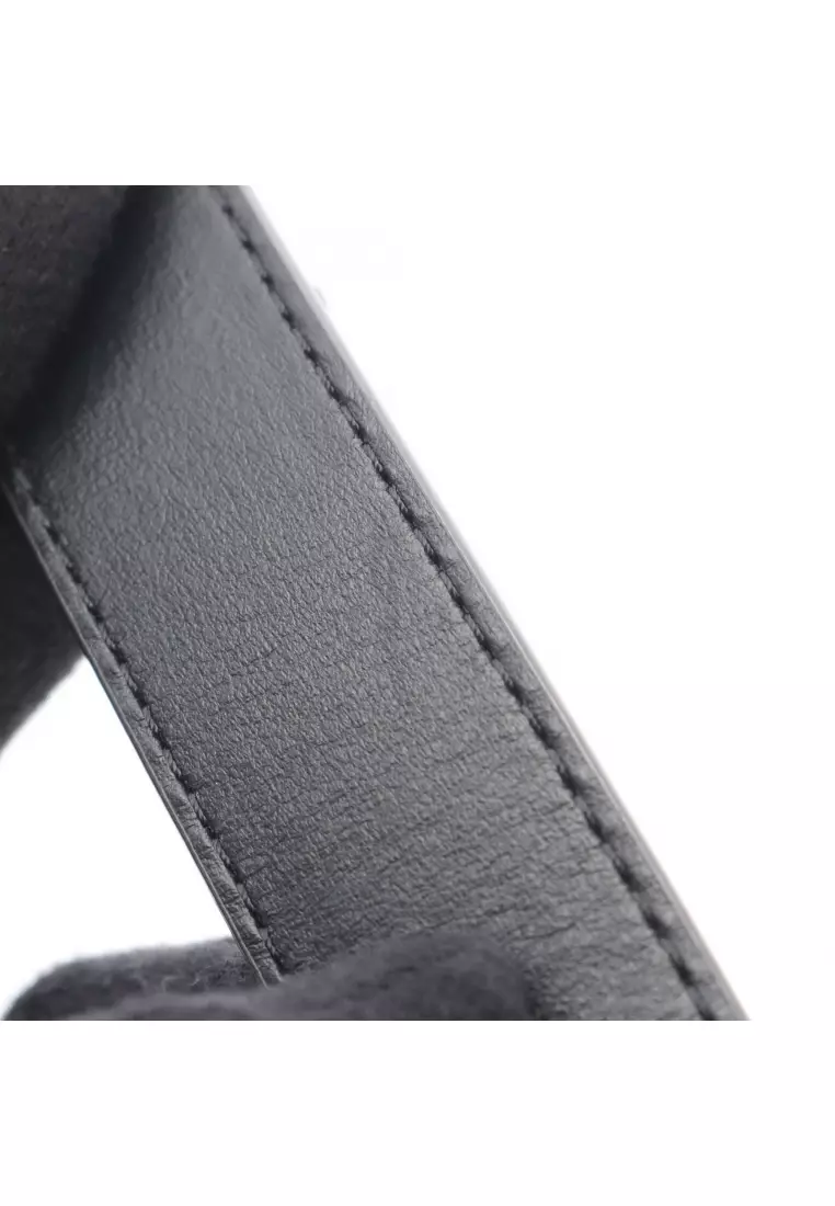 Pre-Loved Louis Vuitton belt Dauphine 25MM reversible belt leather PVC black light brown gold hardware