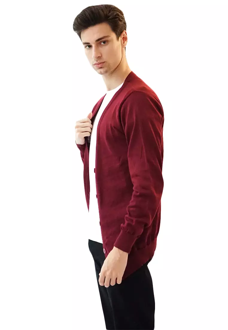 Cardigan Pria Oversize Sweater Korea Big Size Jumbo Marun