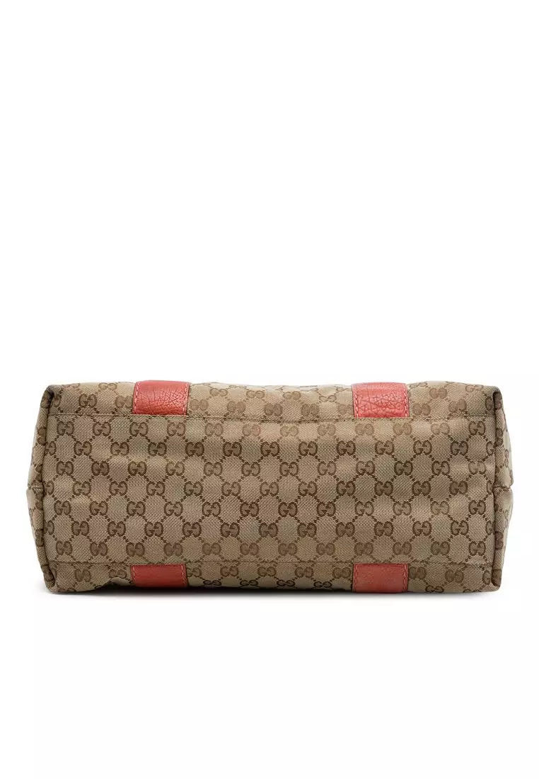 Pre-Loved Gucci Medium Gg Canvas Bamboo Libeccio Tote
