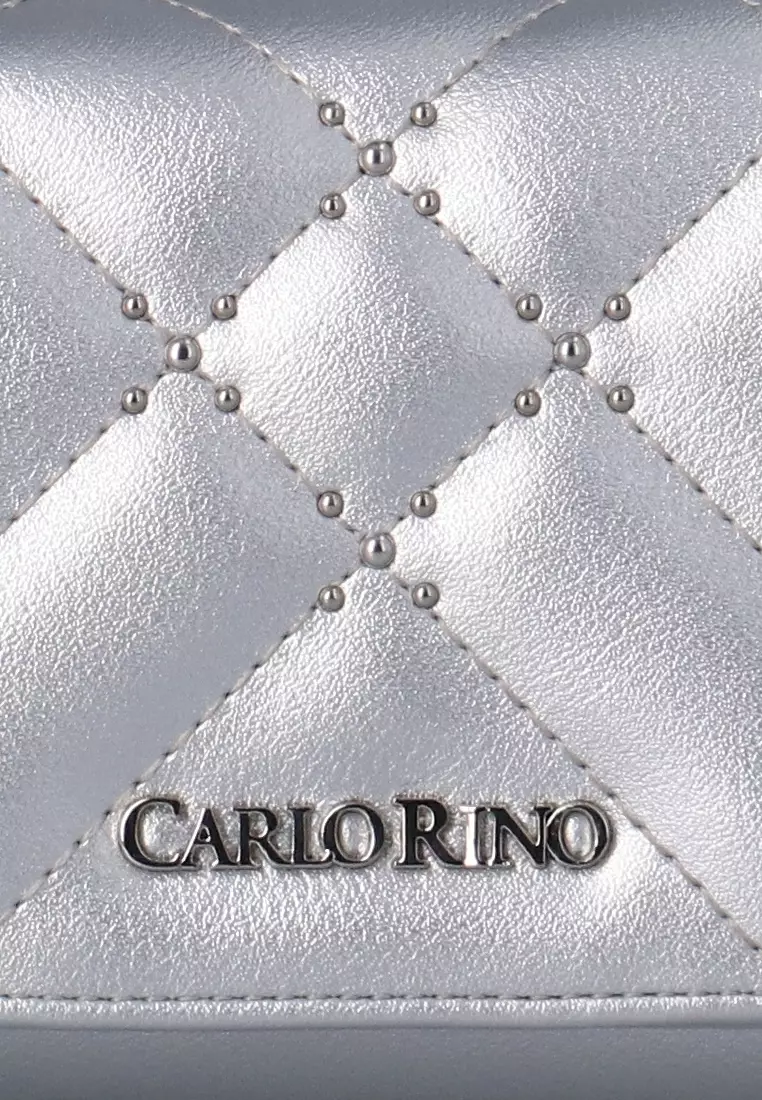 Buy Carlo Rino Glen Quilted Crossbody Short Wallet - Silver 2026 Online ...