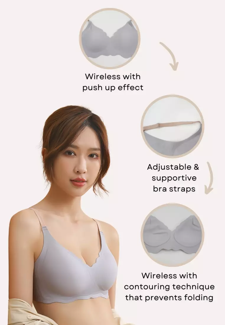Daisy Seamless Wireless Paded Push Up Bra in White