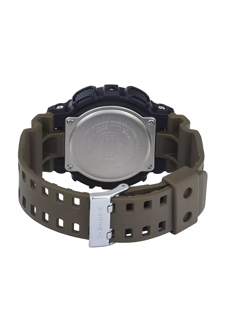 Casio G-Shock - Jam Tangan Analog Digital Pria - Black Case Brown Resin Strap - GA-100TU-1A3V
