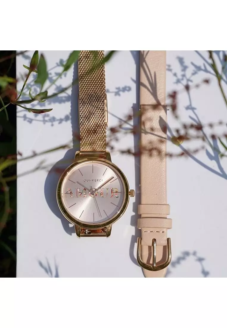 [Sustainable Watch] Oui & Me Fleurette 34mm Rose Gold Stainless Steel Women's Quartz Watch ME010043