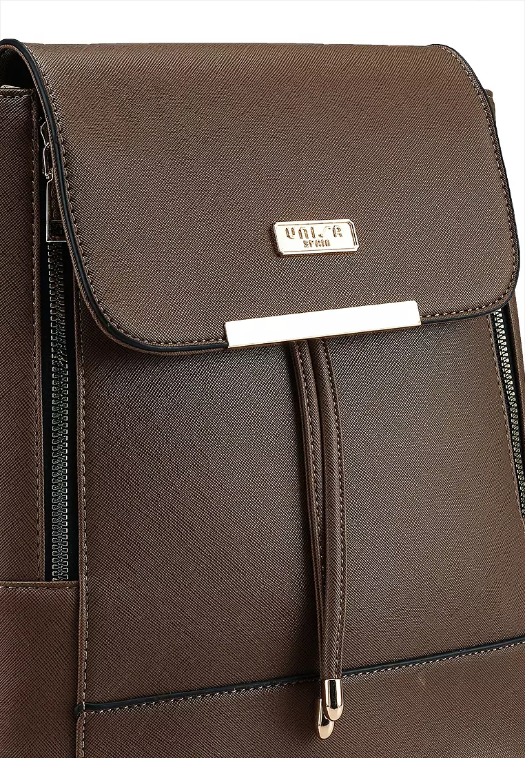 Saffiano Backpack With Flap Over