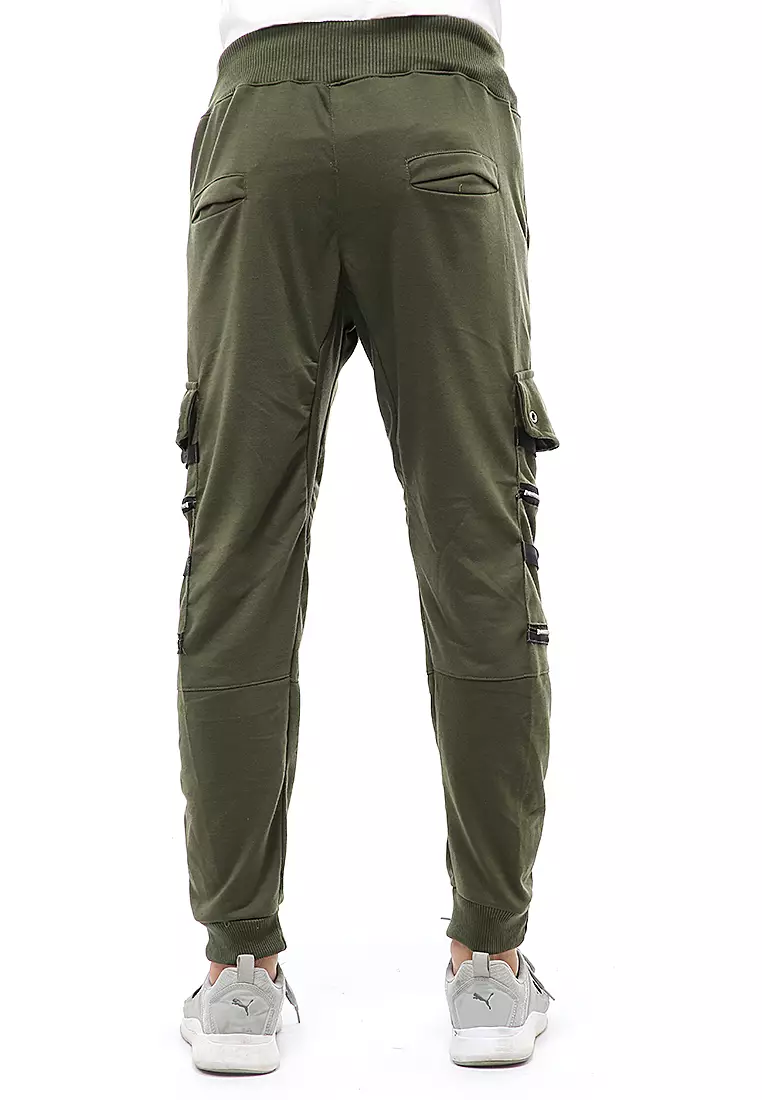 Locko Long Pants Celana Jogger Pria Zipper Design Material Baby Terry ORIGINAL - Army Green