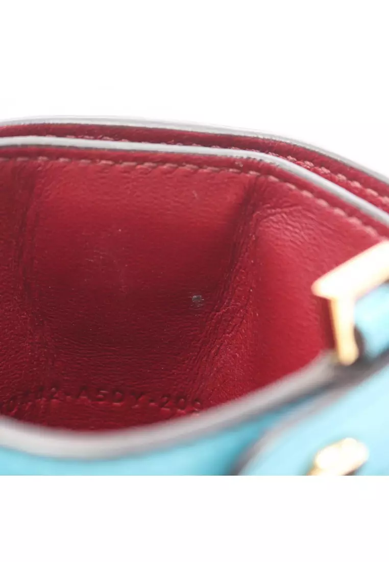 Pre-Loved Fendi phone pouch Shoulder bag leather Light blue