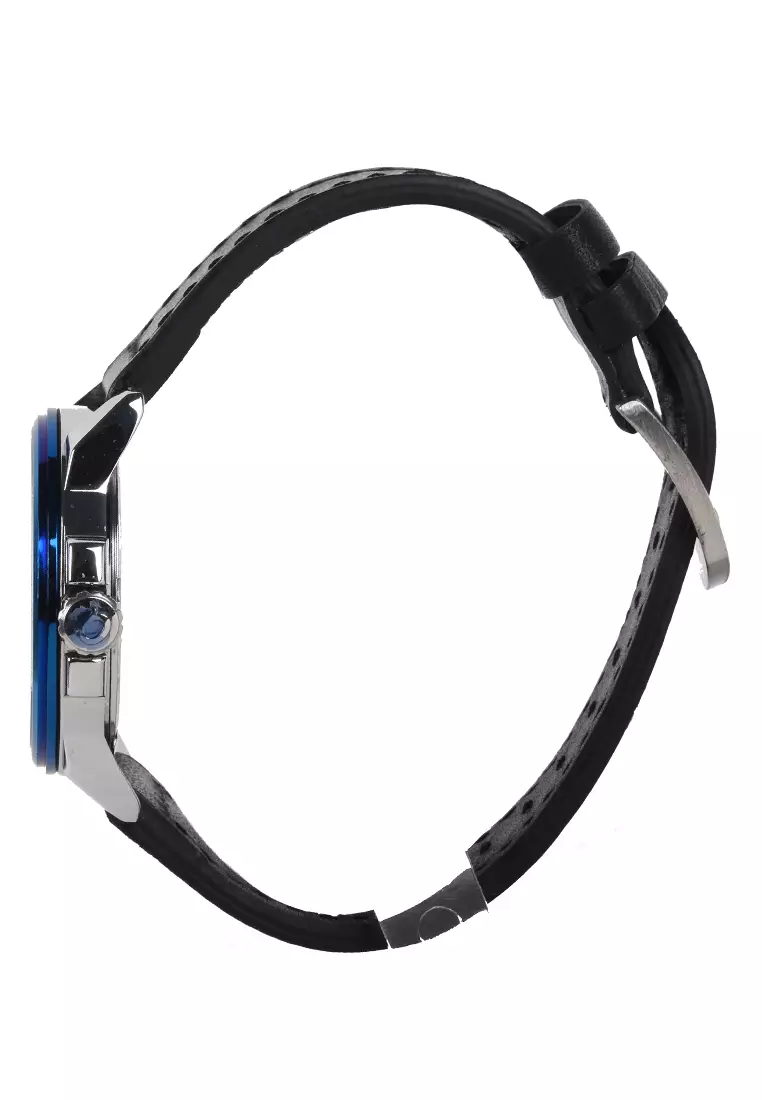 Alfa - Jam Tangan Wanita - Blue - Black Leather Strap - 55030L-D