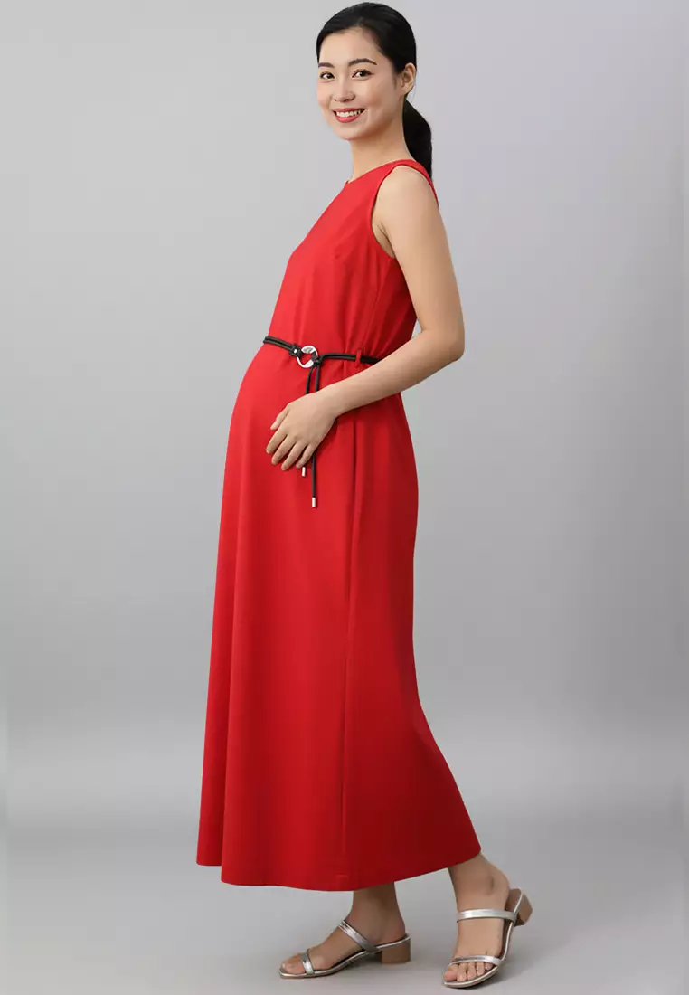 strapless open back dress Norcia Red Shimmery Bustier Mermaid Maxi Dress main image 1
