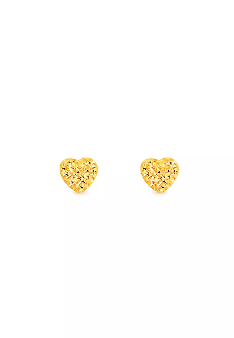 916/22K Gold Half Love Earrings S100 (L Size)