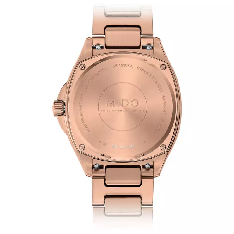 Jam Tangan Pria MIDO Multifort TV 35 M049.307.33.296.00 Men Automatic Brown Dial Rose Gold Stainless Steel Strap