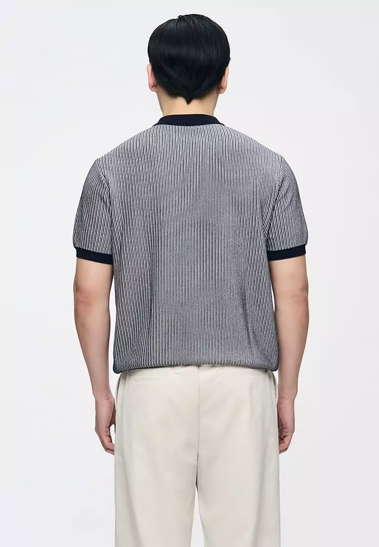 Men's Contrast Stripe Knit Polo with Hemband