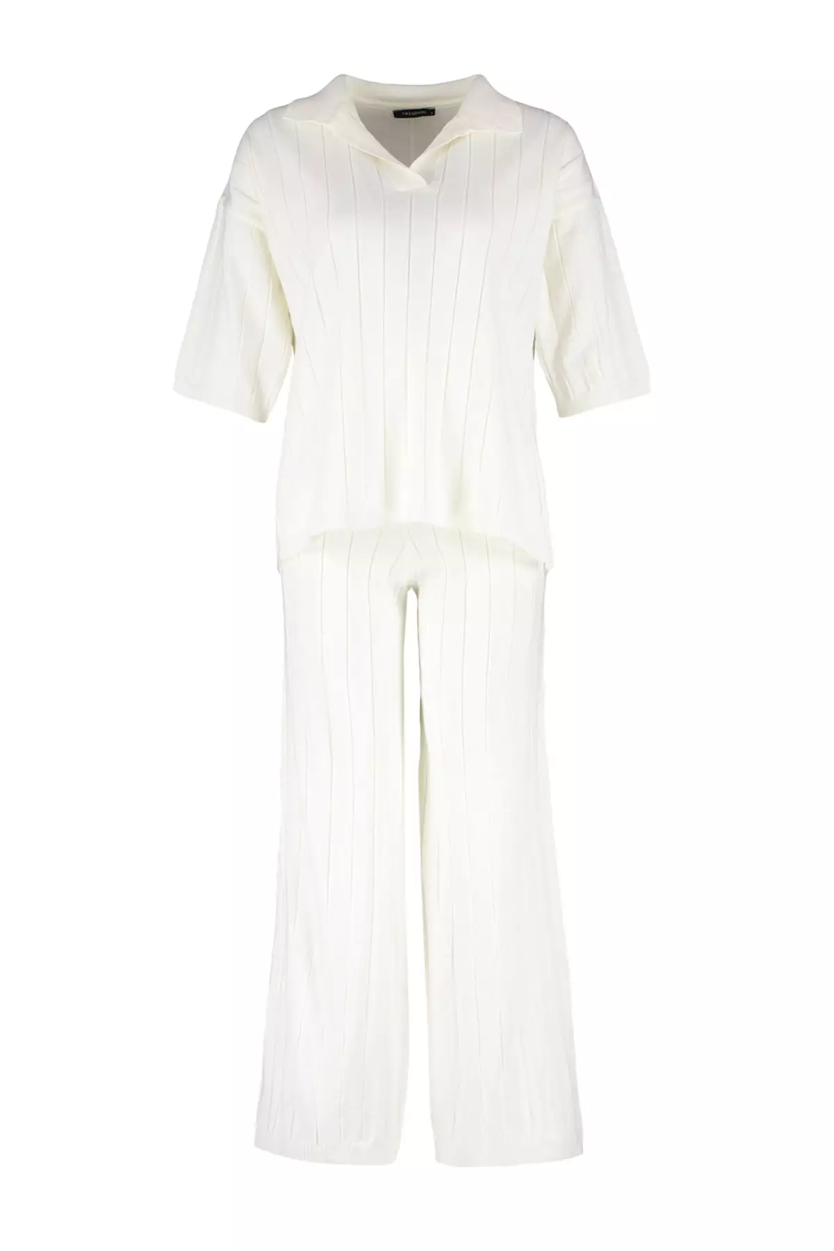 Basic Corded Knitwear Top and Bottom Set