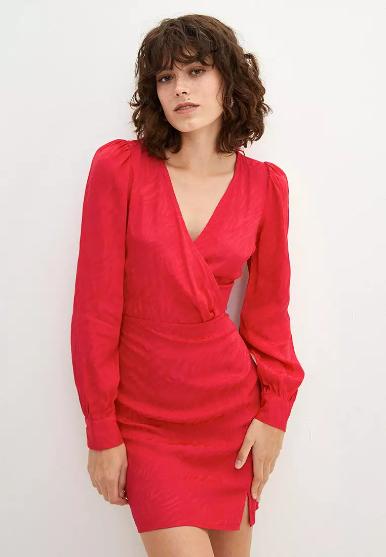 Topshop red wrap dress discount