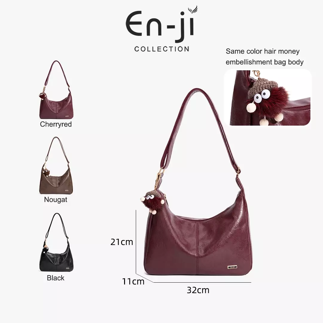 En-ji Meiko Shoulderbag Wanita Warna Nougat