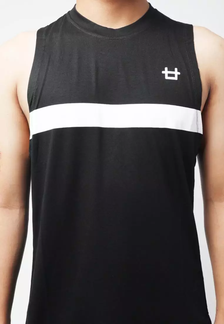 MTI54 Kutung Pria Casual SVN Thickblock Logo Chest Hitam