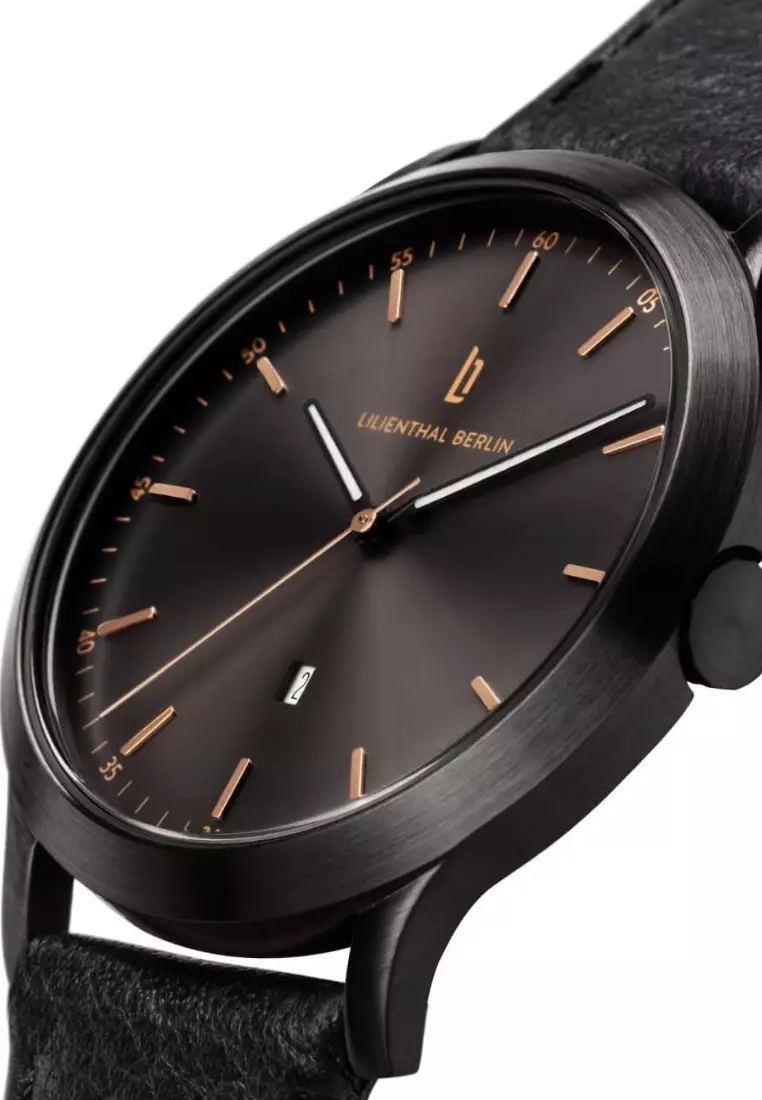 Huxley Black Bronze - Black Leather Strap