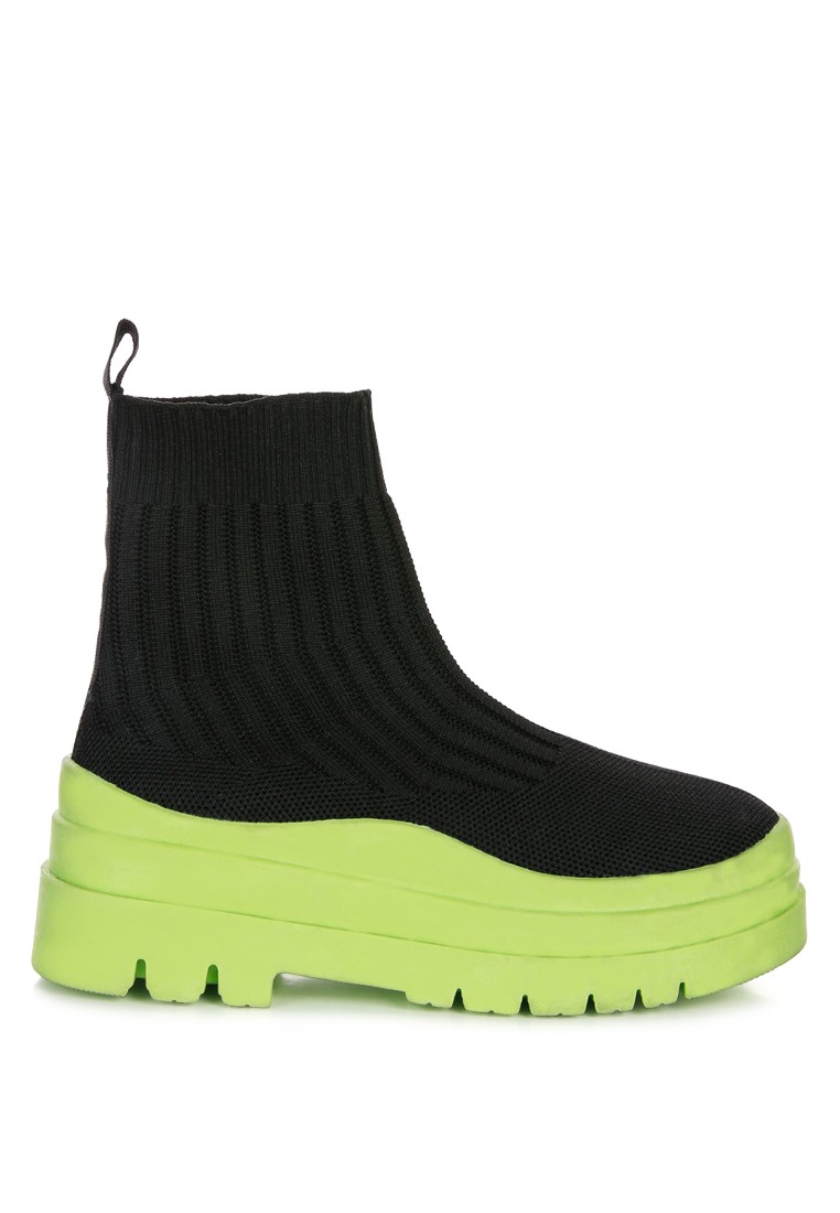Green Knitted Platform Sneakers