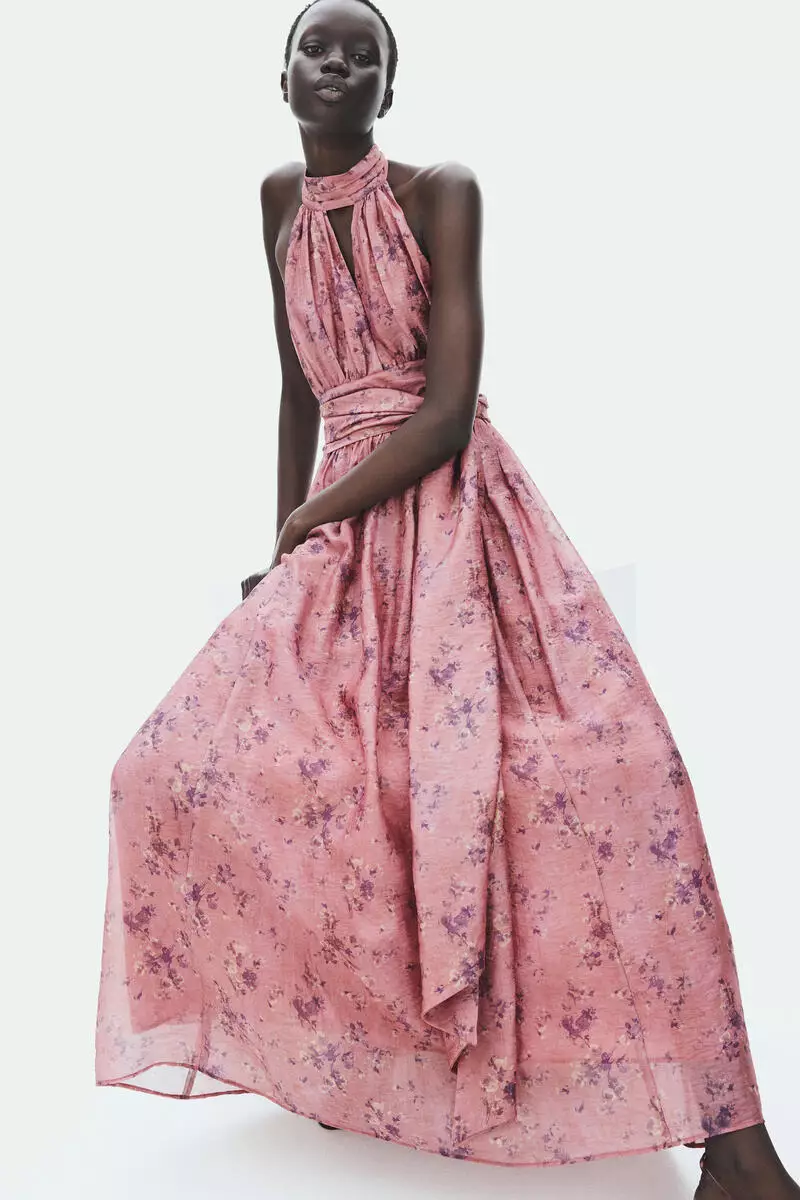 Tie-detail halterneck dress