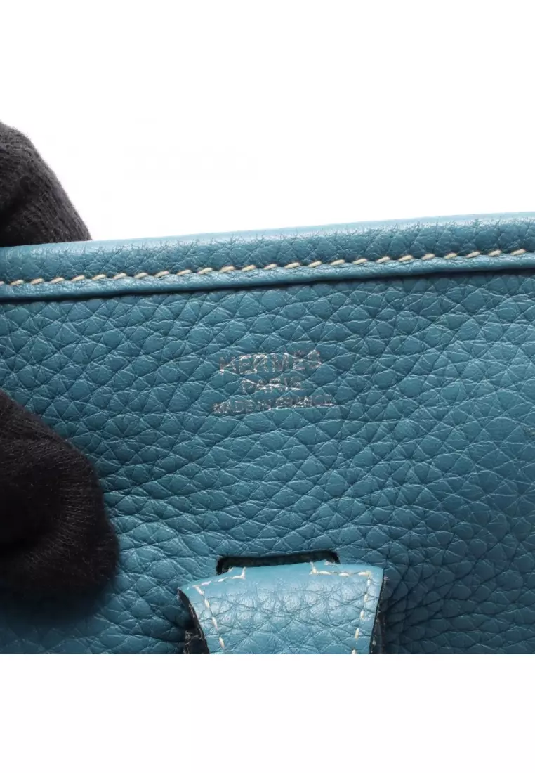 Pre-Loved Hermès Evelyn 3 Troyes PM blue jean Shoulder bag Clemence leather blue silver hardware □N engraved