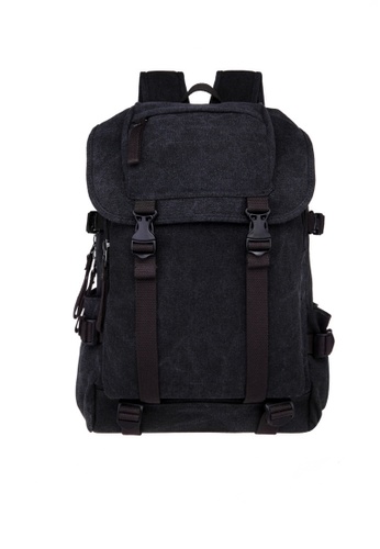 AOKING black Canvas Travel backpack C9F0AAC5D64656GS_1