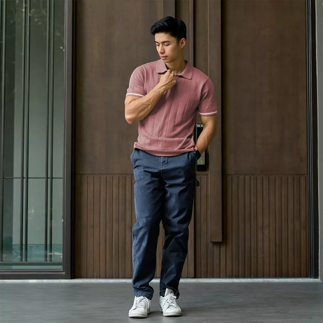 Kale Xander Dusty Pink / Polo Shirt rajut premium berbahan dasar cotton wool