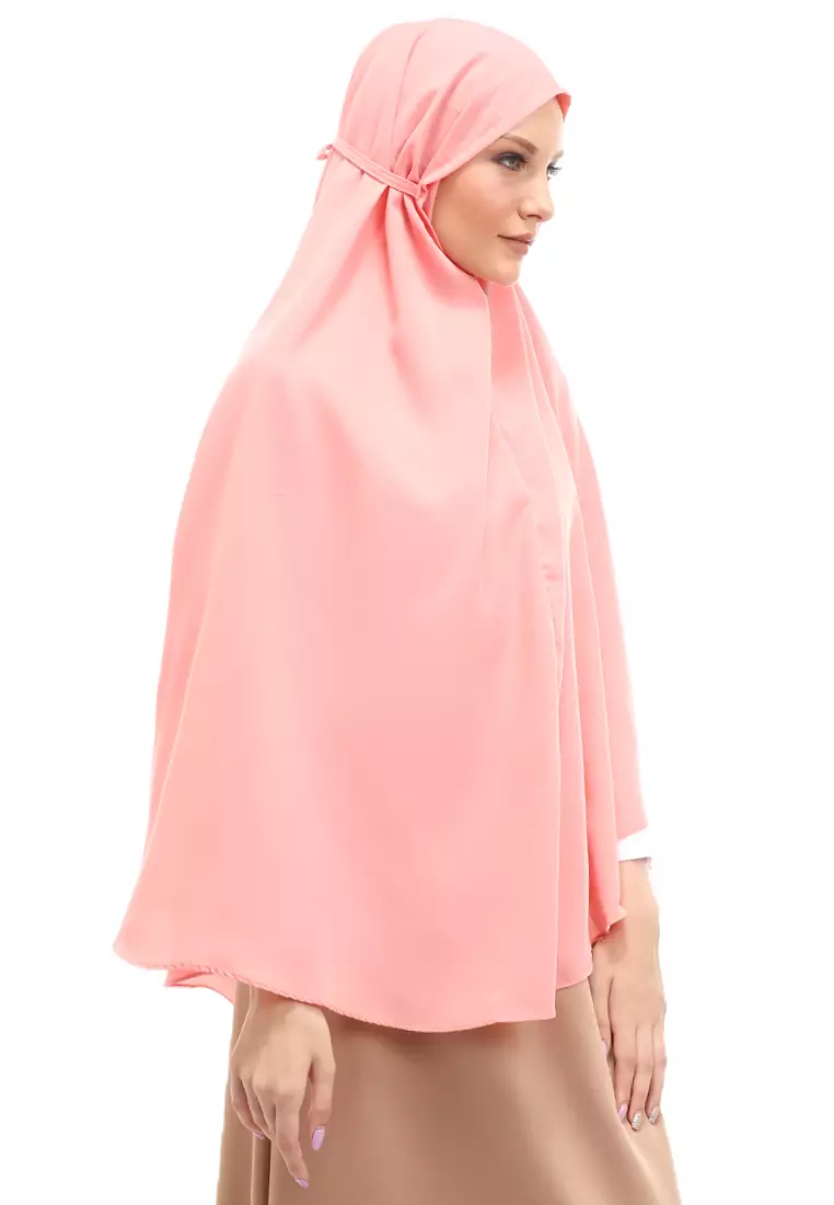 Nindy Jilbab Khimar Bergo Jumbo Motif Polos Relaxed Fit - Salem