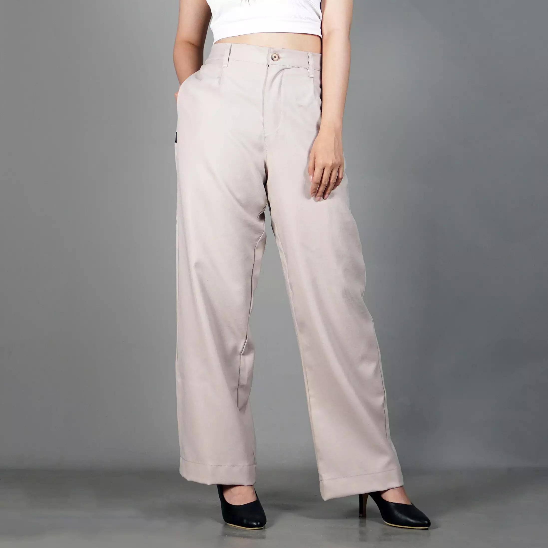 NOVI Celana Panjang Wanita Celana Kulot Celana Kerja Wanita - KREM