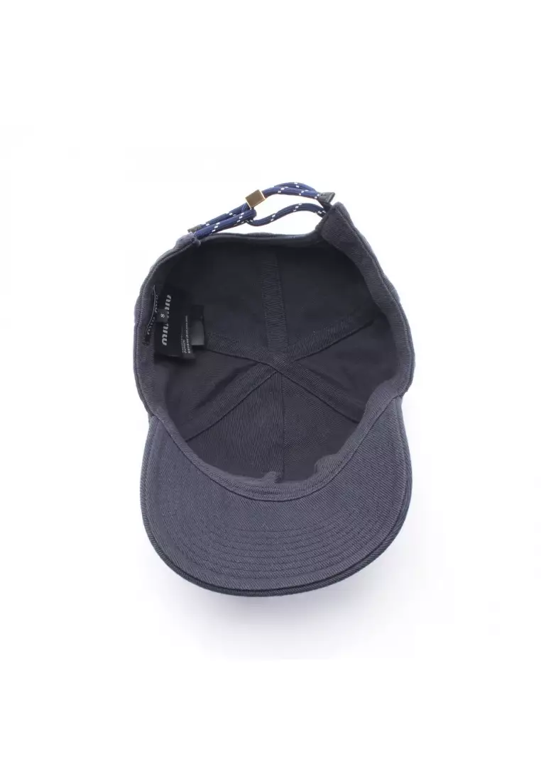 Pre-Loved MIU MIU baseball cap logo embroidery cotton Dark navy