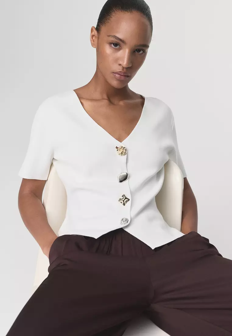 Buy Mango Knitted Cardigan with Jewel Button 2025 Online ZALORA