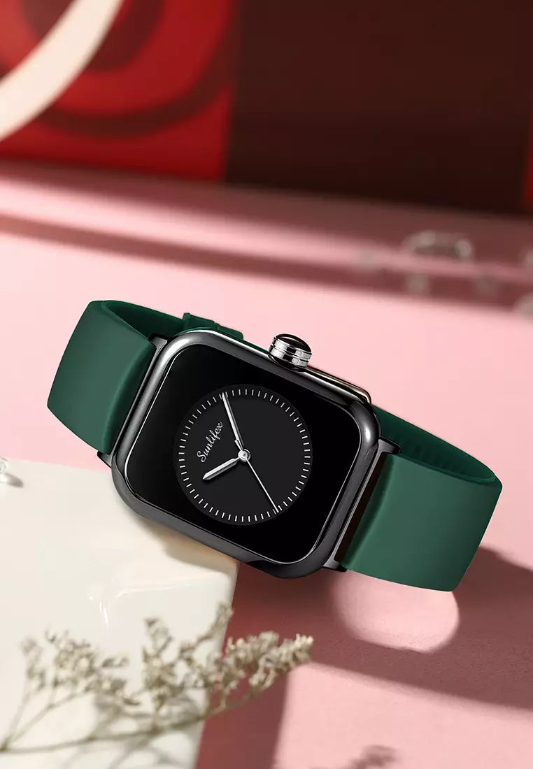 Jam Tangan Wanita Kuarsa Anggun Santai Tali Silikon Jam Tangan Cewek Original green black