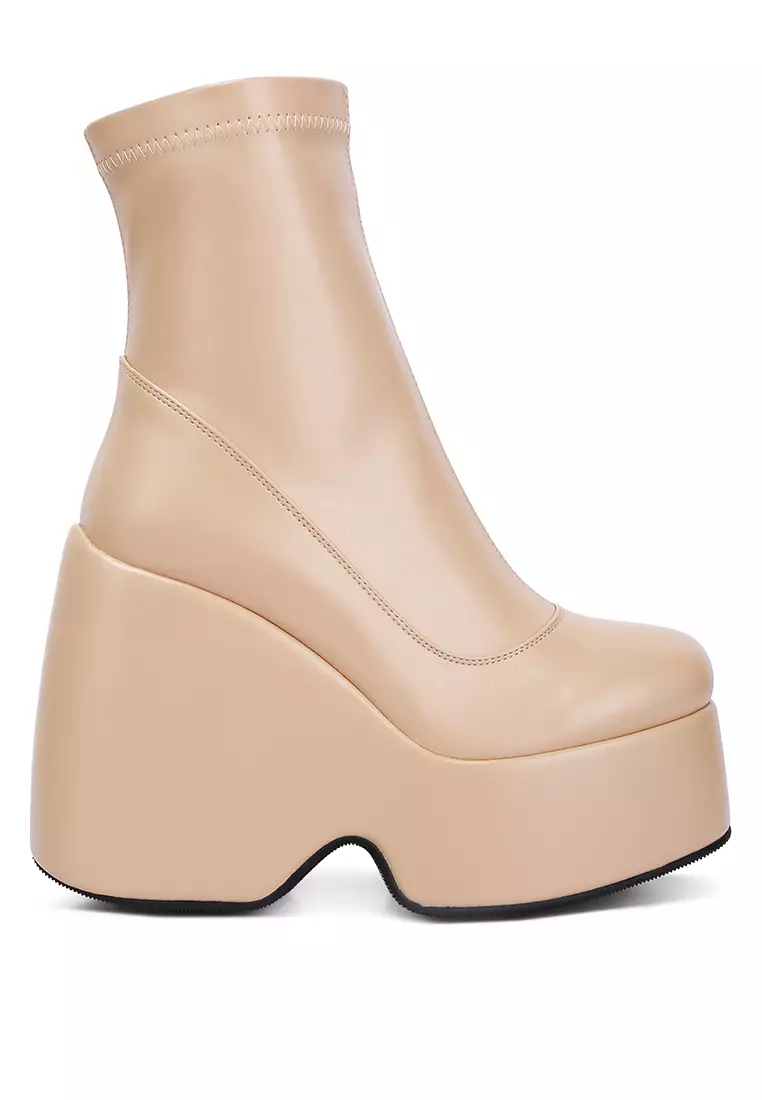 Beige sales platform booties