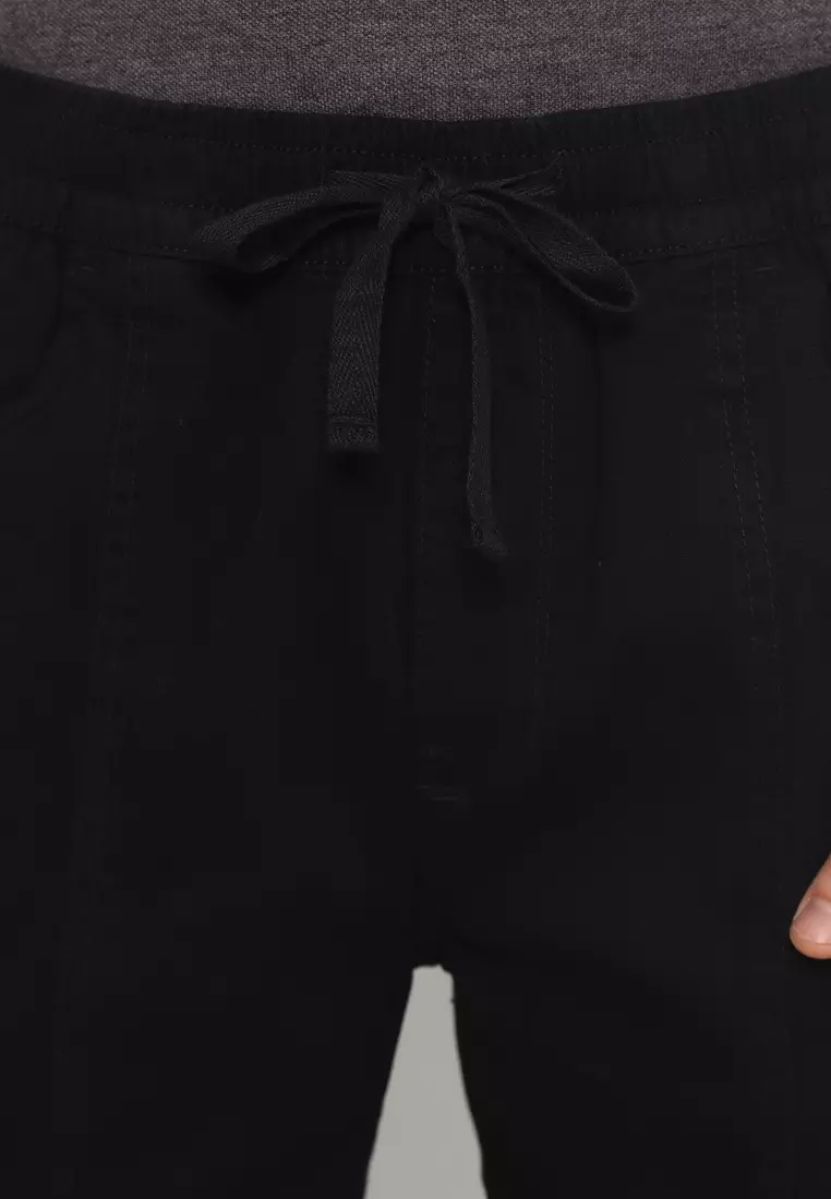 POLICE Celana Jogger Panjang Black Slim Fit Premium Pria