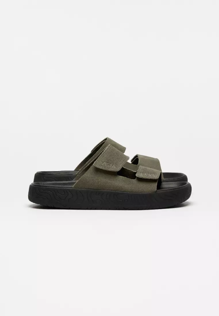 Etna Suede Kaki Black Sandals