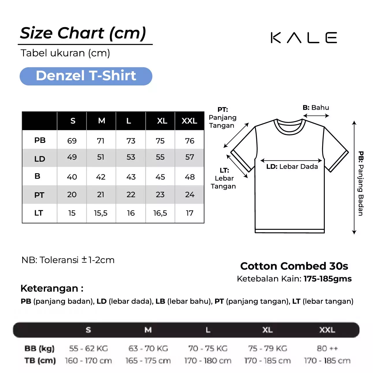 Kale T-shirt Denzel Navy Men Casual Kaos Pendek Atasan Pria Original