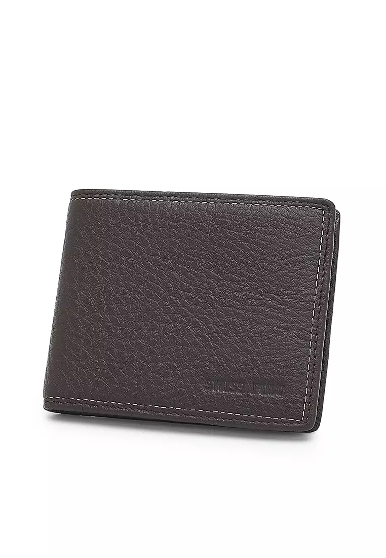 Genuine Leather RFID Short Wallet - Black