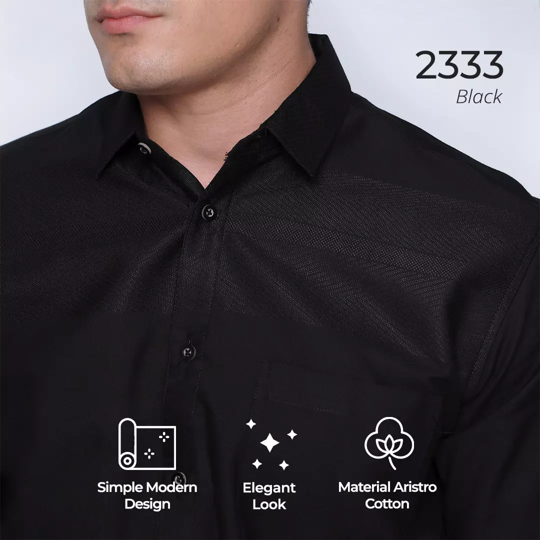 Casella Kemeja Pria Lengan Pendek | Kemeja Horizontal Harold 2333 Black