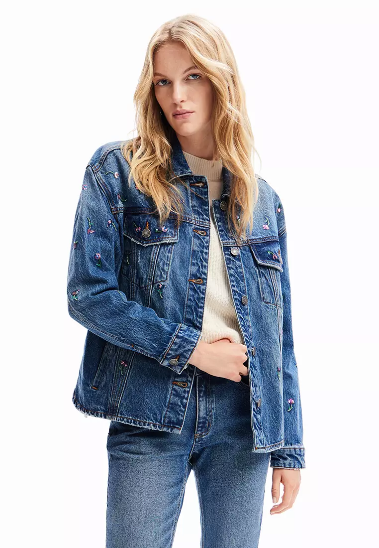 Buy Desigual Desigual Woman Floral denim trucker jacket. 2023 Online ...