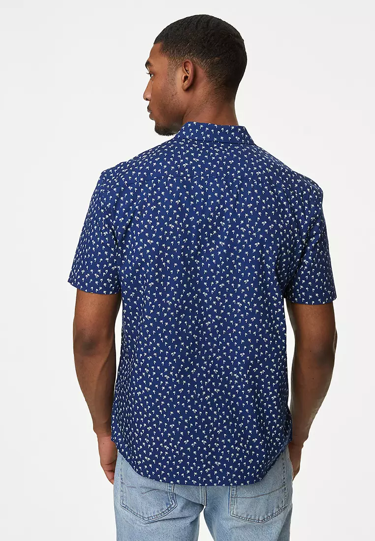 Easy Iron Pure Cotton Geometric Print Shirt