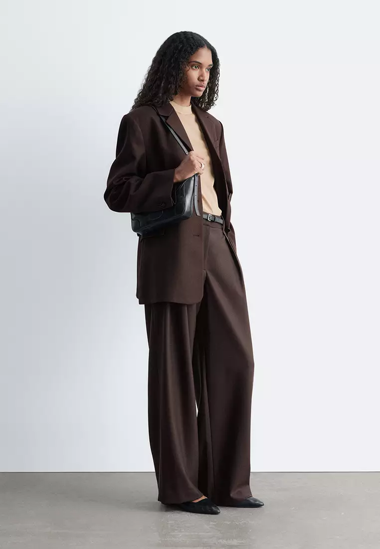Wool-Blend Tailored Trousers