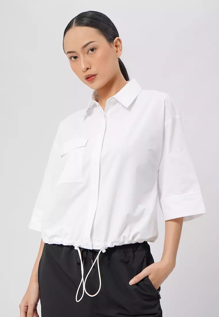 Cropped Shirt with Adjustable Hem